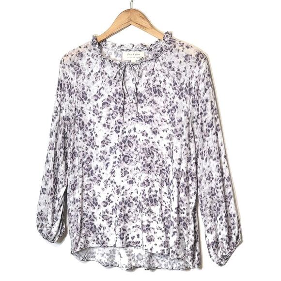 Cloth & Stone Leopard Print Blouse V-Neck Tie Neck Long Sleeve Workwear Chic L - Picture 8 of 15